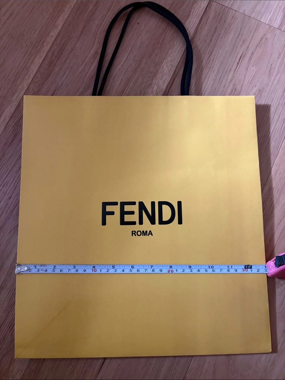 Fendi Yellow Shopping Paper Tote with Black Handles